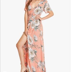 Peach floral maxi dress